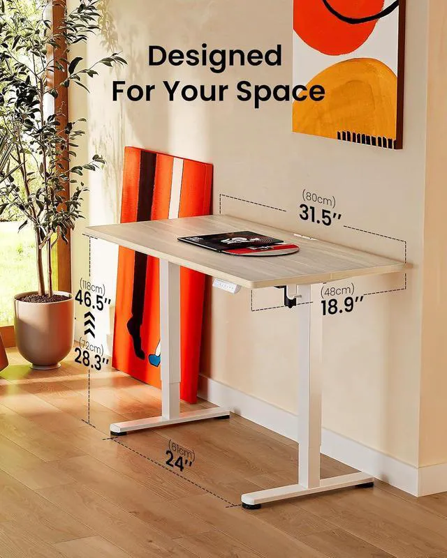 Alt view image 3 of 7 - ErGear Height Adjustable Electric Standing Desk, 32 x 19 Inches Sit Stand up Desk, Memory Computer Home Office Desk, Natural