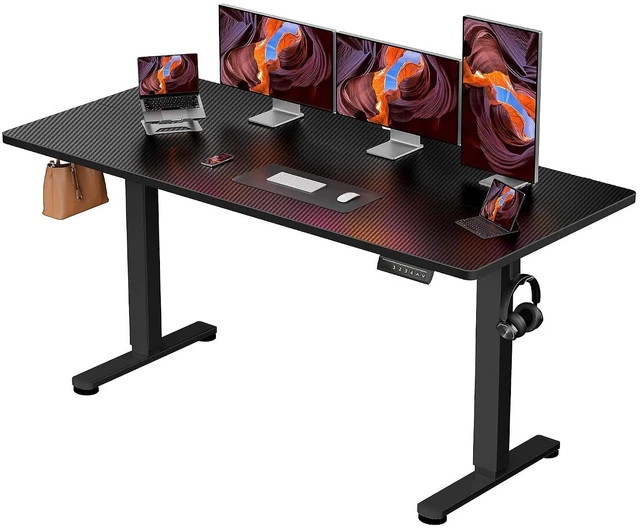 Main image of ErGear Height Adjustable Electric Standing Desk, 55 x 28 Inches Sit Stand up Desk, Memory Computer Home Office Desk, Carbon Fiber Black