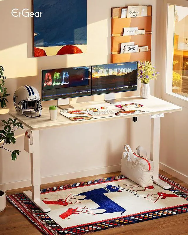 Alt view image 2 of 7 - ErGear Height Adjustable Electric Standing Desk, 71 x 30 Inches Sit Stand up Desk, Memory Computer Home Office Desk, Natural