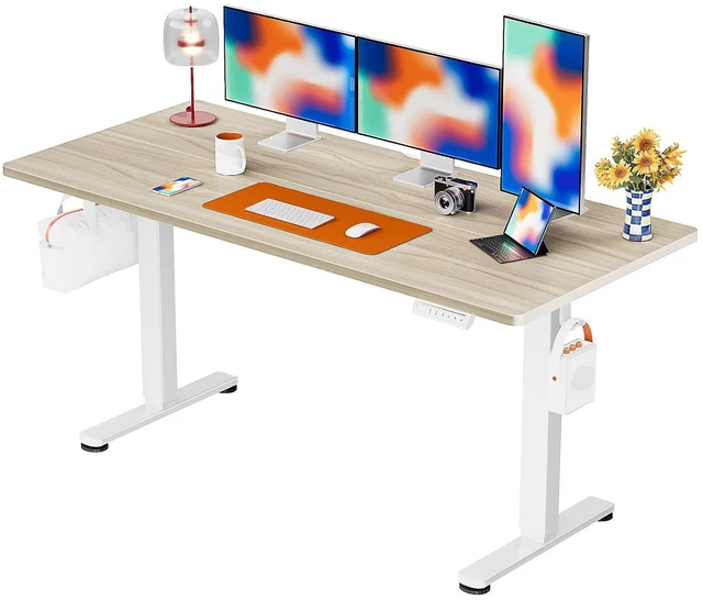 Main image of ErGear Height Adjustable Electric Standing Desk, 63 x 28 Inches Sit Stand up Desk, Memory Computer Home Office Desk, Natural