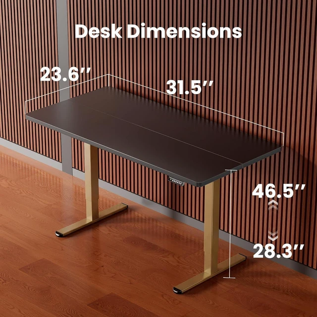 Alt view image 3 of 7 - ErGear Height Adjustable Electric Standing Desk, 32 x 19 Inches Sit Stand up Desk, Memory Computer Home Office Desk, Black+Gold