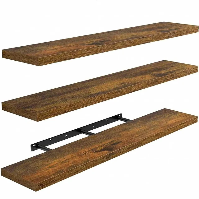 Main image of Amada 47.2" Floating Shelves for Wall Decor & Storage, Set of 3, Brown