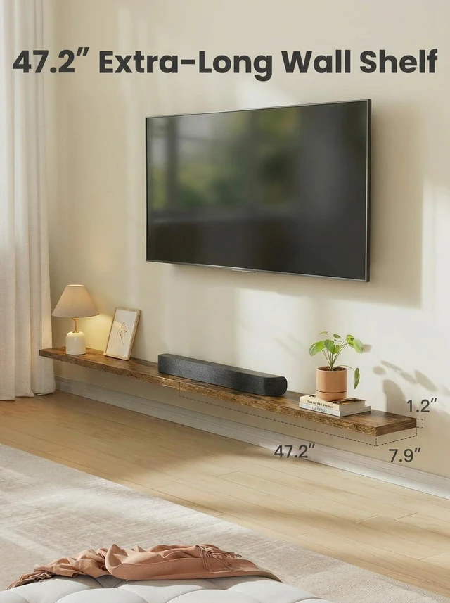 Alt view image 4 of 7 - Amada 47.2" Floating Shelves for Wall Decor & Storage, Set of 3, Brown