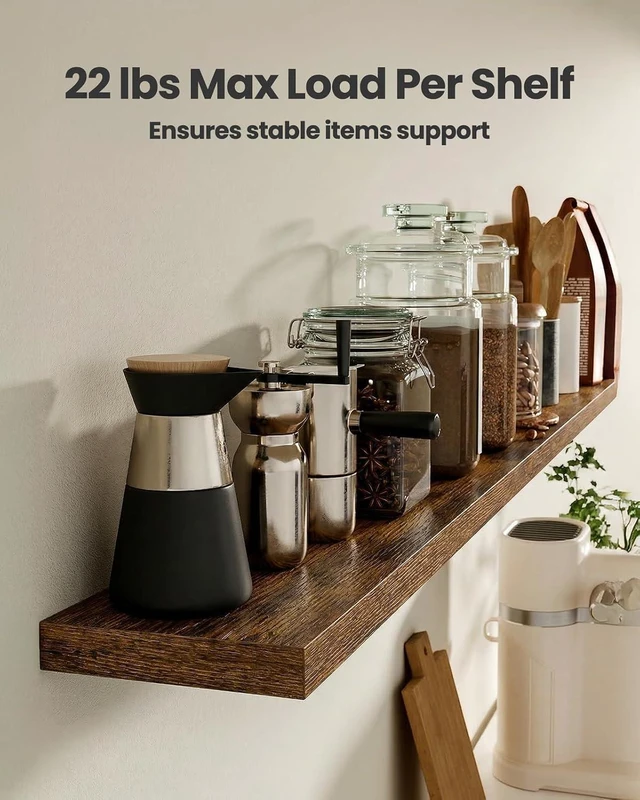 Alt view image 5 of 7 - Amada 47.2" Floating Shelves for Wall Decor & Storage, Set of 3, Brown
