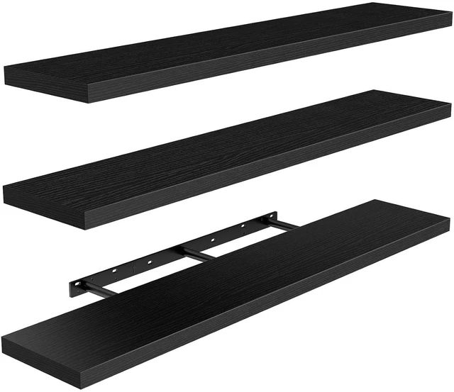 Main image of Amada 47.2" Floating Shelves for Wall Decor & Storage, Set of 3, Black