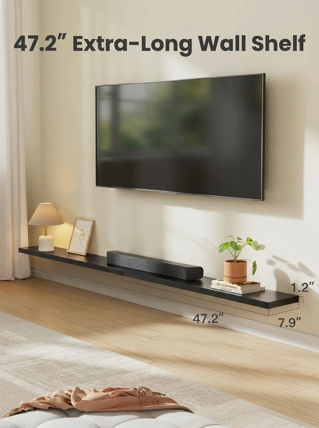 Alt view image 4 of 7 - Amada 47.2" Floating Shelves for Wall Decor & Storage, Set of 3, Black