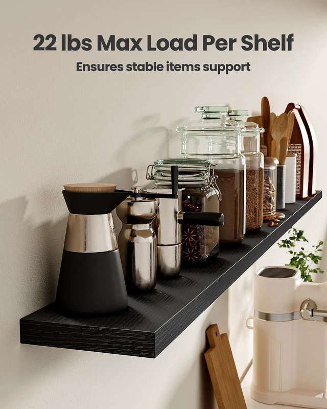Alt view image 5 of 7 - Amada 47.2" Floating Shelves for Wall Decor & Storage, Set of 3, Black