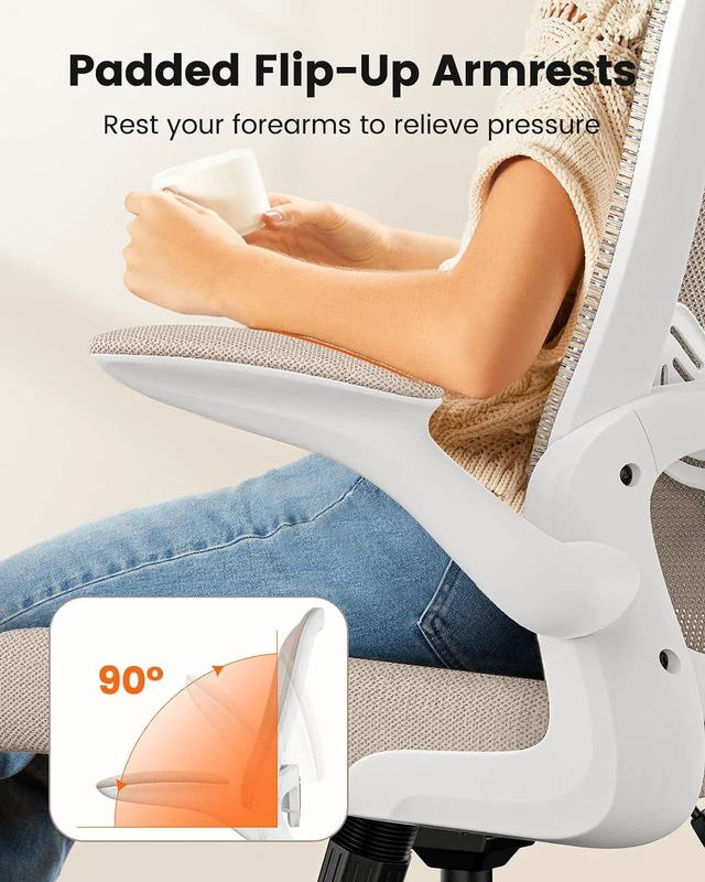 Alt view image 5 of 6 - ErGear Drafting Chair,Tall Office Chair with Flip-Up Armrests, High Desk Chair Adjustable Height and Adjustable Footrest Ring, Ergonomic Standing Desk Chair with Lumbar Support, Khaki,3 Pack