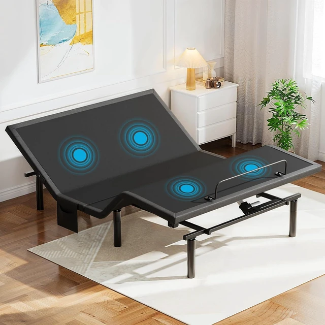 Main image of Pipishell Queen Adjustable Bed Frame with Massage, Electric Bed Base with Head & Foot Incline, USB-A & USB-C Ports, LED Under-Bed Lighting, 4 Leg Height Options, and Easy 3-Step Assembly