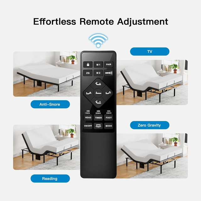 Alt view image 3 of 6 - Pipishell Queen Adjustable Bed Frame with Massage, Electric Bed Base with Head & Foot Incline, USB-A & USB-C Ports, LED Under-Bed Lighting, 4 Leg Height Options, and Easy 3-Step Assembly