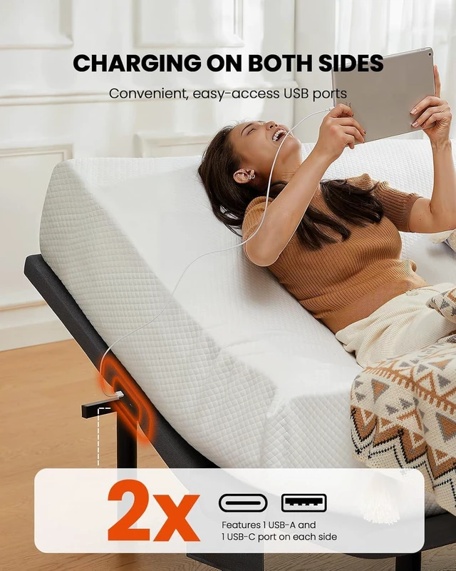 Alt view image 4 of 6 - Amada Queen Adjustable Bed Frame with Wireless Remote and Zero Gravity