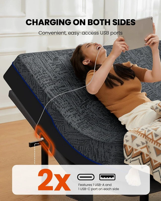 Alt view image 4 of 7 - Amada Split King Adjustable Bed Frame with Massage and Zero Gravity