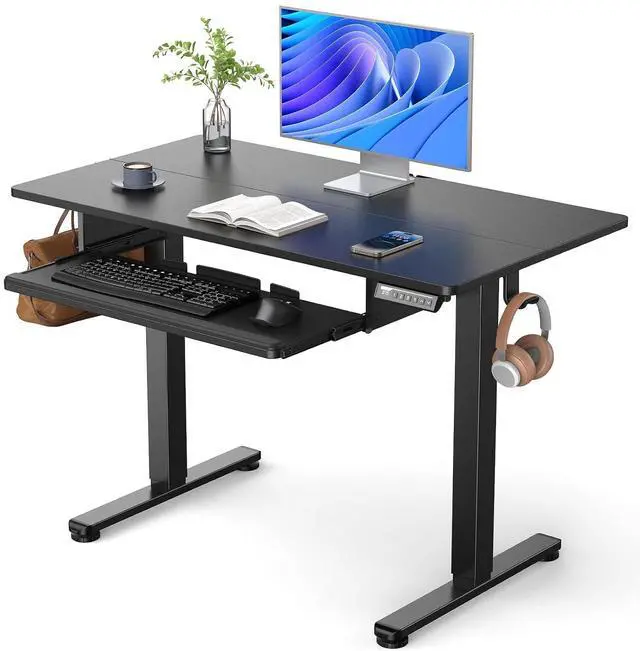 Main image of ErGear Electric Standing Desk with Keyboard Tray, 44x24 Inches Adjustable Height Sit Stand Up Desk, Home Office Desk Computer Workstation, Black