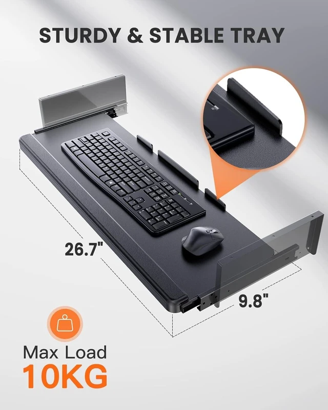 Alt view image 4 of 7 - ErGear Electric Standing Desk with Keyboard Tray, 44x24 Inches Adjustable Height Sit Stand Up Desk, Home Office Desk Computer Workstation, Black