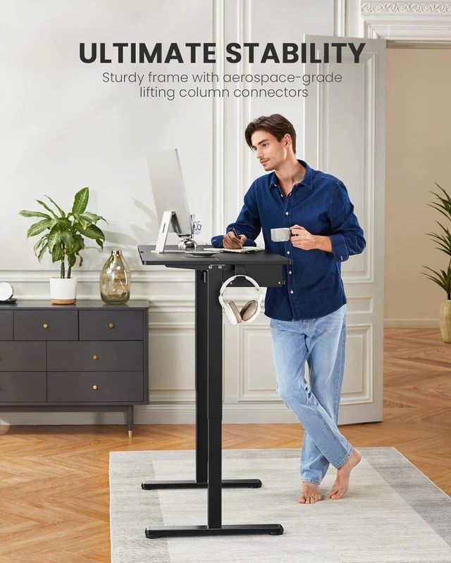 Alt view image 7 of 7 - ErGear Electric Standing Desk with Keyboard Tray, 44x24 Inches Adjustable Height Sit Stand Up Desk, Home Office Desk Computer Workstation, Black