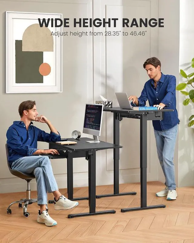 Alt view image 5 of 7 - ErGear Electric Standing Desk with Full Size Keyboard Tray, Adjustable Height Sit Stand Up Desk, Home Office Desk Computer Workstation, 48x24 Inches, Black