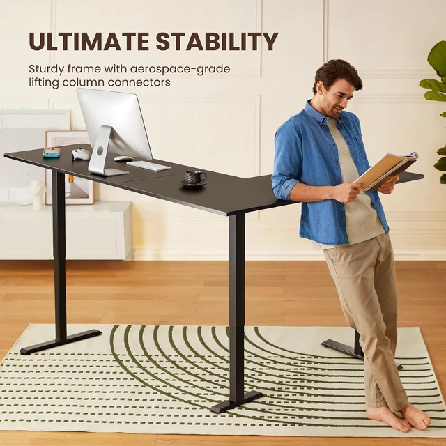 Alt view image 5 of 7 - ErGear 75" x 63" L Shaped Standing Desk Electric Adjustable Height, Black