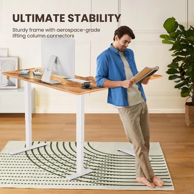Alt view image 4 of 7 - ErGear 63 L Shaped Standing Desk Electric Adjustable Height, Light Vintage