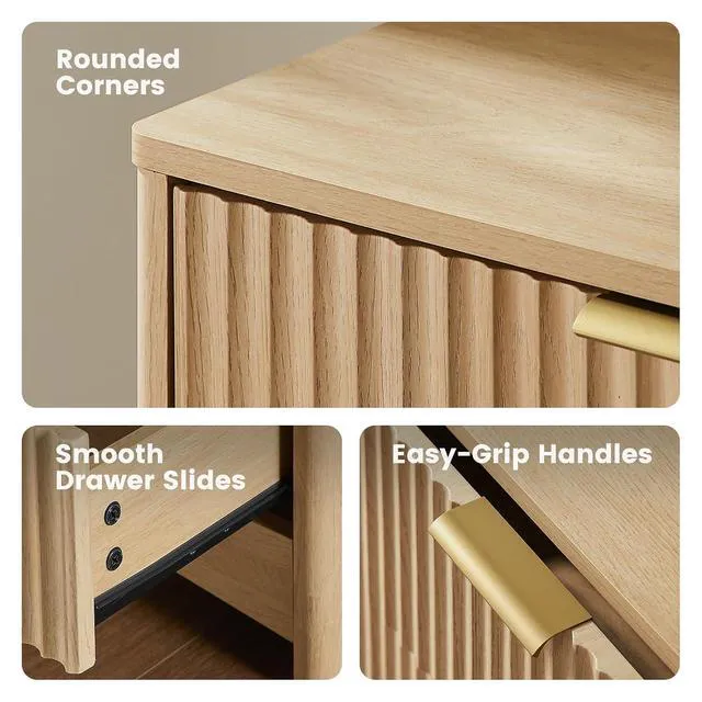 Alt view image 5 of 7 - Amada Modern 7 Drawer Dresser, Fluted Wood Chest of Drawers, Natural Oak