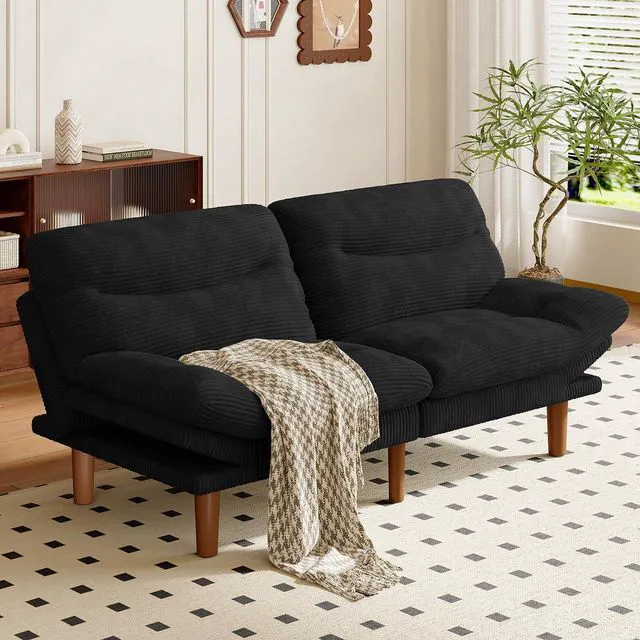 Main image of Amada 66" Convertible Futon Sofa Bed Corduroy Loveseat