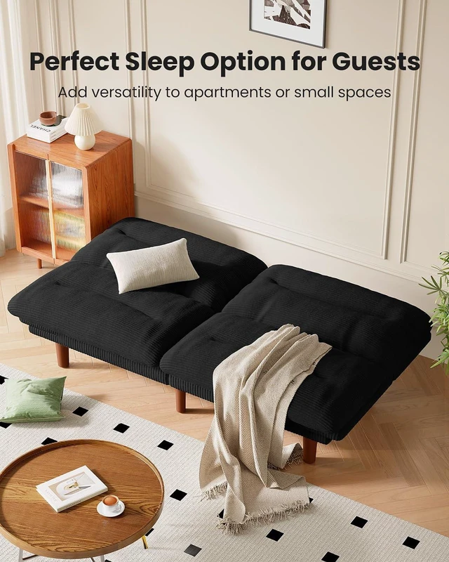 Alt view image 4 of 7 - Amada 66" Convertible Futon Sofa Bed Corduroy Loveseat