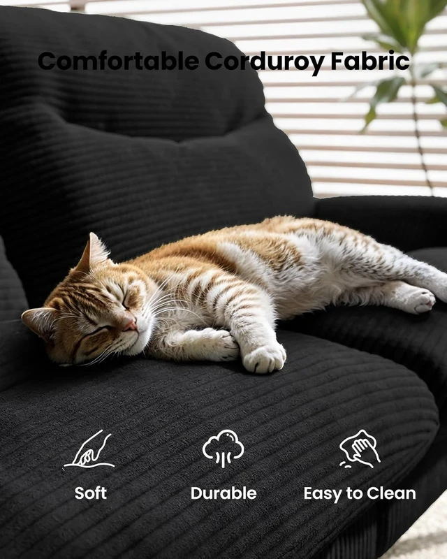 Alt view image 7 of 7 - Amada 66" Convertible Futon Sofa Bed Corduroy Loveseat