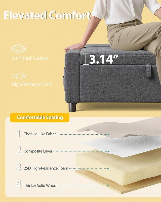 Alt view image 6 of 7 - Amada 46" Storage Ottoman Bench w/Side Pocket & Safety Hinge, Dark Gray