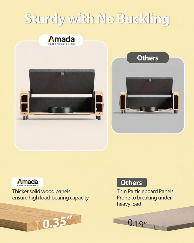 Alt view image 7 of 7 - Amada 46" Storage Ottoman Bench w/Side Pocket & Safety Hinge, Dark Gray