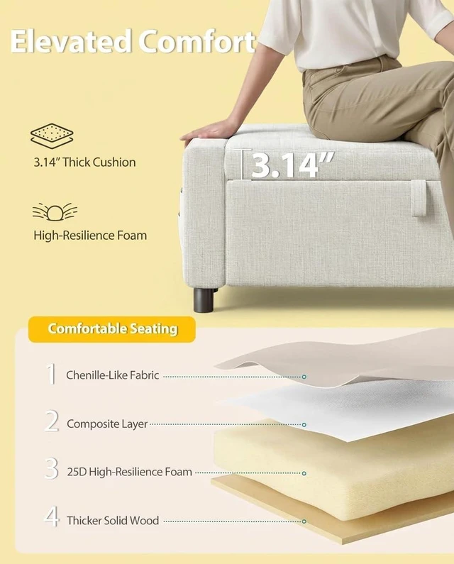 Alt view image 6 of 7 - Amada 46" Storage Ottoman Bench w/Side Pocket & Safety Hinge, White