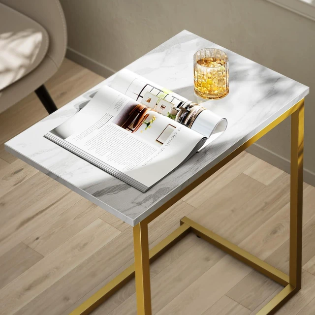 Alt view image 6 of 6 - Pipishell C Shaped End Table 27 inches High, Side Table for Couch Slide Under, C Table Sofa Side End Table for Living Room