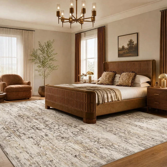 Alt view image 4 of 7 - Amada 9x12 Washable Area Rug for Living Room, Beige, Vintage & Abstract
