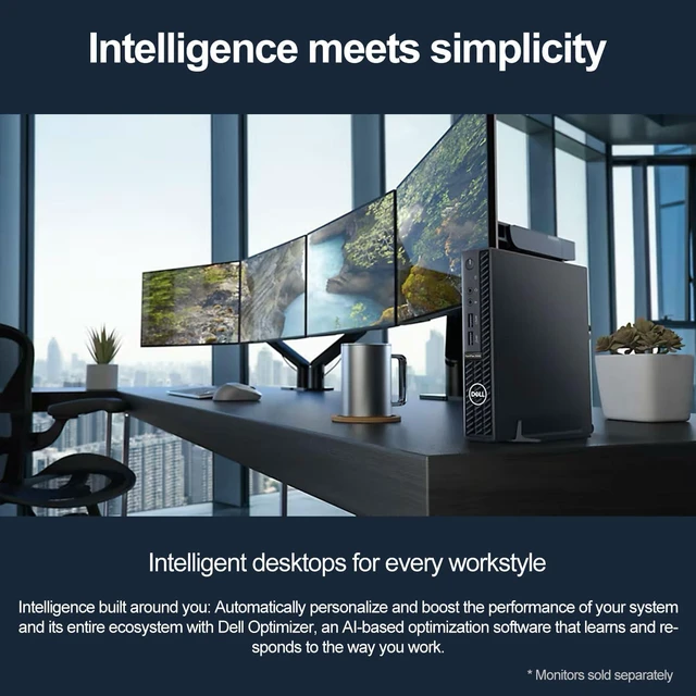 Alt view image 2 of 7 - OptiPlex 3000 Series 3080 Micro Form Factor Desktop, Core i5-10500T, 16GB RAM, 256GB PCIe SSD, Wi-Fi 5, Bluetooth, Wired KB & Mouse, HDMI, DP, RJ45, Antenna, Windows 11 Pro, Black