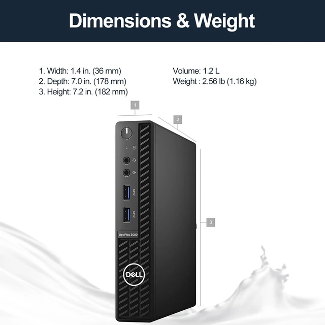 Alt view image 4 of 7 - OptiPlex 3000 Series 3080 Micro Form Factor Desktop, Core i5-10500T, 16GB RAM, 256GB PCIe SSD, Wi-Fi 5, Bluetooth, Wired KB & Mouse, HDMI, DP, RJ45, Antenna, Windows 11 Pro, Black