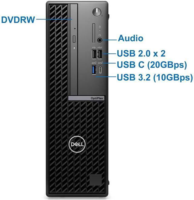 Alt view image 2 of 7 - 7010 Plus Optiplex SFF Desktop Computer- i7-13700, 64GB RAM, 2TB NVMe PCIe SSD, DisplayPort, HDMI, Wi-Fi, Bluetooth, USB C 20Gbps, Windows 11 Pro, Black