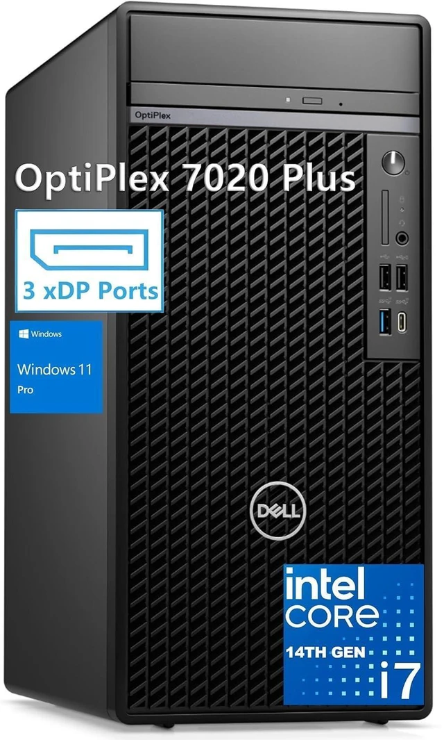 Main image of OptiPlex 7020 Plus 7000 Tower Business Desktop Computer, 14th Gen 20-Core i7-14700 up to 5.4GHz, 64GB DDR5 RAM, 4TB PCIe SSD, DVDRW, WiFi, RJ-45, 3 DisplayPorts, Windows 11 Pro