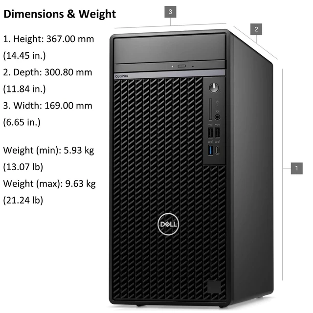 Alt view image 5 of 7 - OptiPlex 7020 Plus 7000 Tower Business Desktop Computer, 14th Gen 20-Core i7-14700 up to 5.4GHz, 64GB DDR5 RAM, 4TB PCIe SSD, DVDRW, WiFi, RJ-45, 3 DisplayPorts, Windows 11 Pro