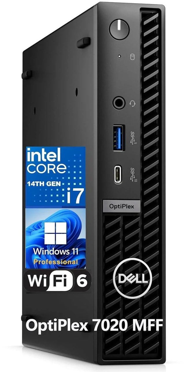 Main image of OptiPlex 7020 MFF 7000 Micro Form Factor Mini Business Desktop Computer, 14th Gen 20-Core i7-14700T up to 5.2GHz, 64GB DDR5 RAM, 1TB PCIe SSD, WiFi 6, DisplayPort, HDMI, Windows 11 Pro