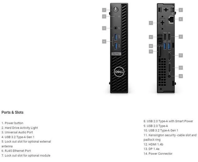Alt view image 6 of 7 - OptiPlex 7010 Micro Form Factor Desktop, Core i5-13500T (14 Core up to 4.6 GHz), UHD Graphics, 16GB DDR4 RAM, 512GB PCIe SSD, Windows 11 Pro, Black