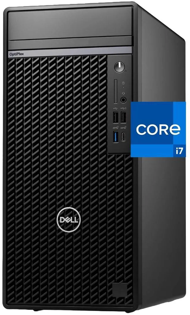 Main image of OptiPlex Plus 7010 Tower Computer, i7-13700, 64GB RAM, 2TB NVMe SSD, USB-C, 3-Monitor Support, DisplayPort, WiFi, BT, DVDRW, Windows 11 Pro, Black Desktop