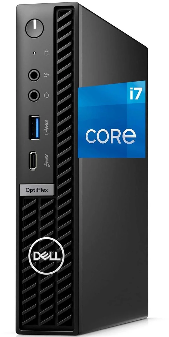Main image of OptiPlex 7010 Micro Plus Desktop Computer, Core i7-13700T, 64GB RAM, 2TB NVMe SSD, USB Type-C, 3-Monitor Support, 802.11ax WiFi, Bluetooth 5.3, Windows 11 Pro, Black