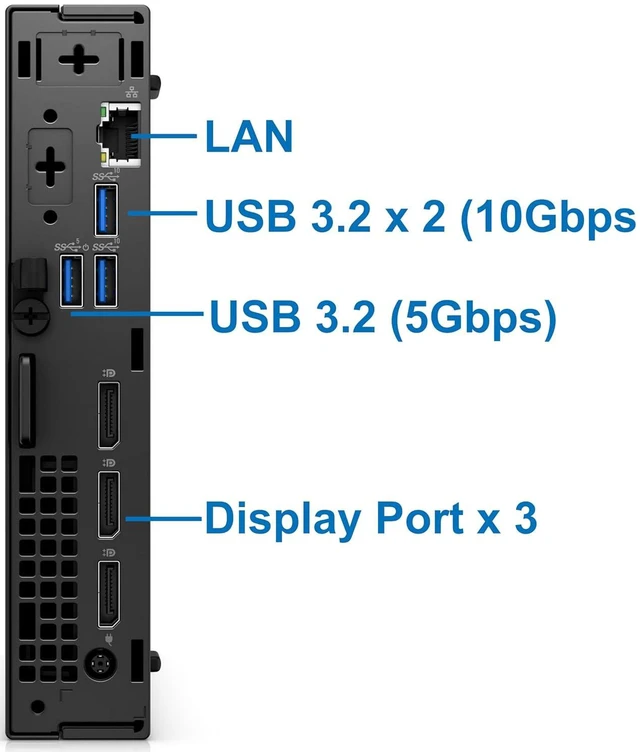 Alt view image 3 of 5 - OptiPlex 7010 Micro Plus Desktop Computer, Core i7-13700T, 64GB RAM, 2TB NVMe SSD, USB Type-C, 3-Monitor Support, 802.11ax WiFi, Bluetooth 5.3, Windows 11 Pro, Black