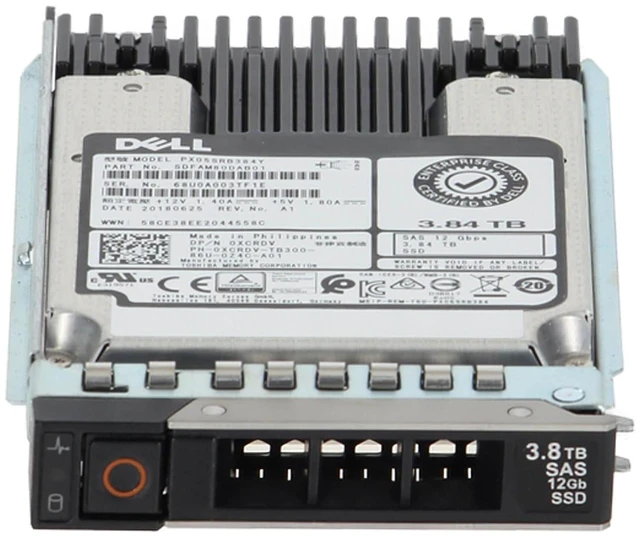 Alt view image 2 of 3 - Toshiba PX05SRB384Y 3.84TB 12Gb/s SAS Read Intensive Solid State Drive Bundle with Drive Tray - XCRDV