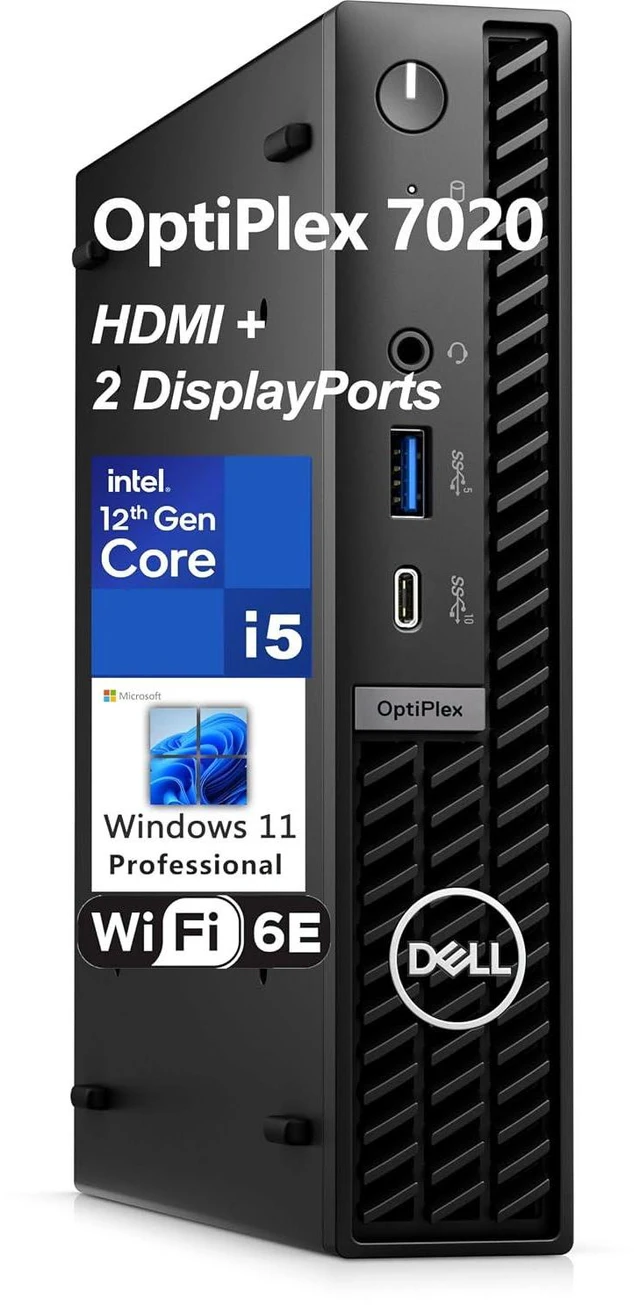 Main image of OptiPlex 7020 MFF Business Desktop Computer, 7000 Micro Form Factor Mini, Hexa-Core i5-12500T (Beat i7-11700T), 64GB DDR5 RAM, 4TB PCIe SSD, WiFi 6E, HDMI + 2 DisplayPorts, Windows 11 Pro