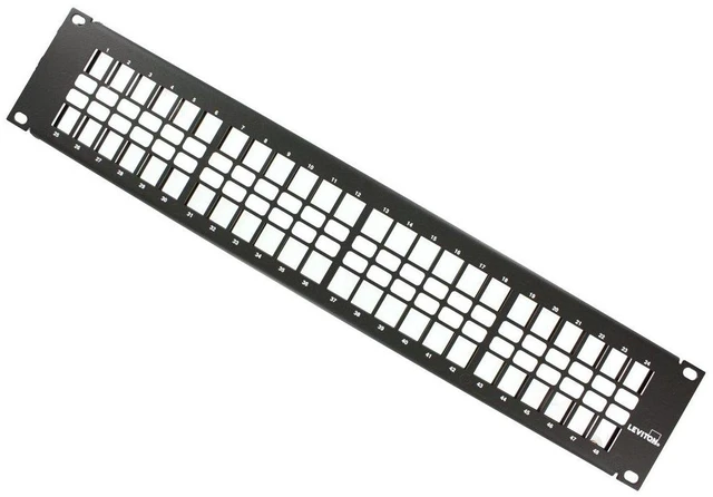 Main image of Leviton 49255-H48 QuickPort Flat Panel, 48-Port, 2RU, Cable Management Bar Included , Black