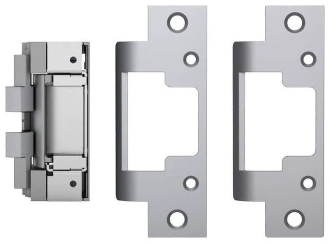 Main image of HES 8000C Complete Pac for Latchbolt Locks, Includes The 801 & 801A faceplates, Satin Stainless Steel (630), Dual Voltage (12/24 VDC/VAC) (1)