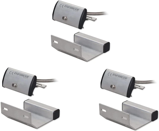 Main image of Seco-Larm SM-4201-LQ Pack of 3 Track-Mount Overhead Door Magnetic Contact Switches, Rugged Aluminum Housing, 36" Wire Leads, for Closed-Loop Circuits, 3" Gap, Weatherproof, Mounting Bracket Included