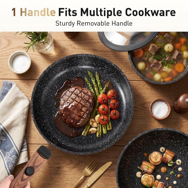 Alt view image 5 of 7 - DishDelight Removable Handle Pots and Pans, 10 Piece Cookware Set Non Stick