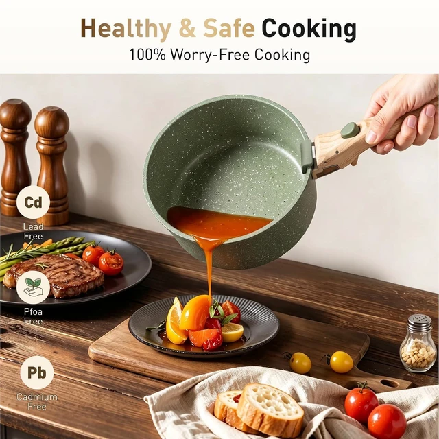 Alt view image 7 of 7 - DishDelight Detachable Handle Camping Pots and Pans Set Non Stick