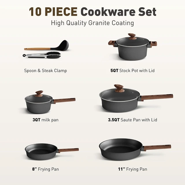Alt view image 2 of 7 - DishDelight 10PCS Ceramic Pots and Pans Set, Kitchen Induction Cookware Set