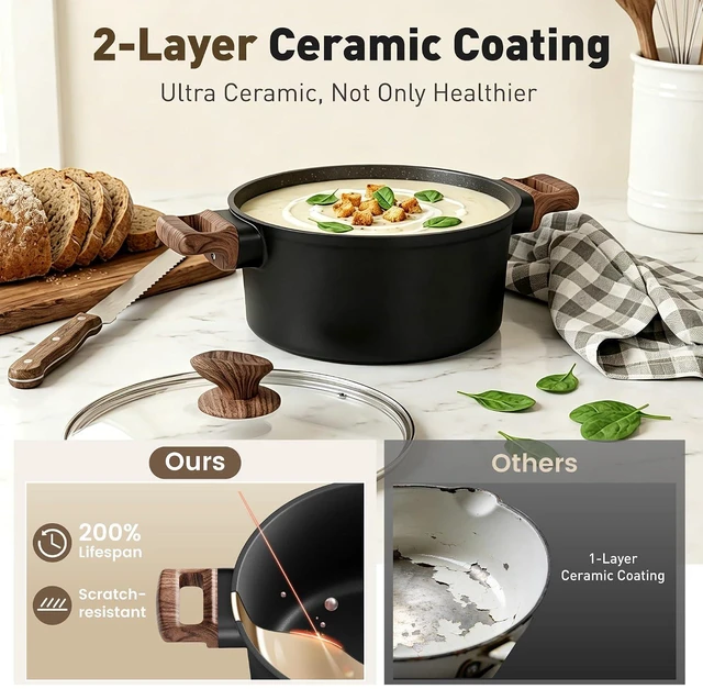 Alt view image 3 of 7 - DishDelight 10PCS Ceramic Pots and Pans Set, Kitchen Induction Cookware Set